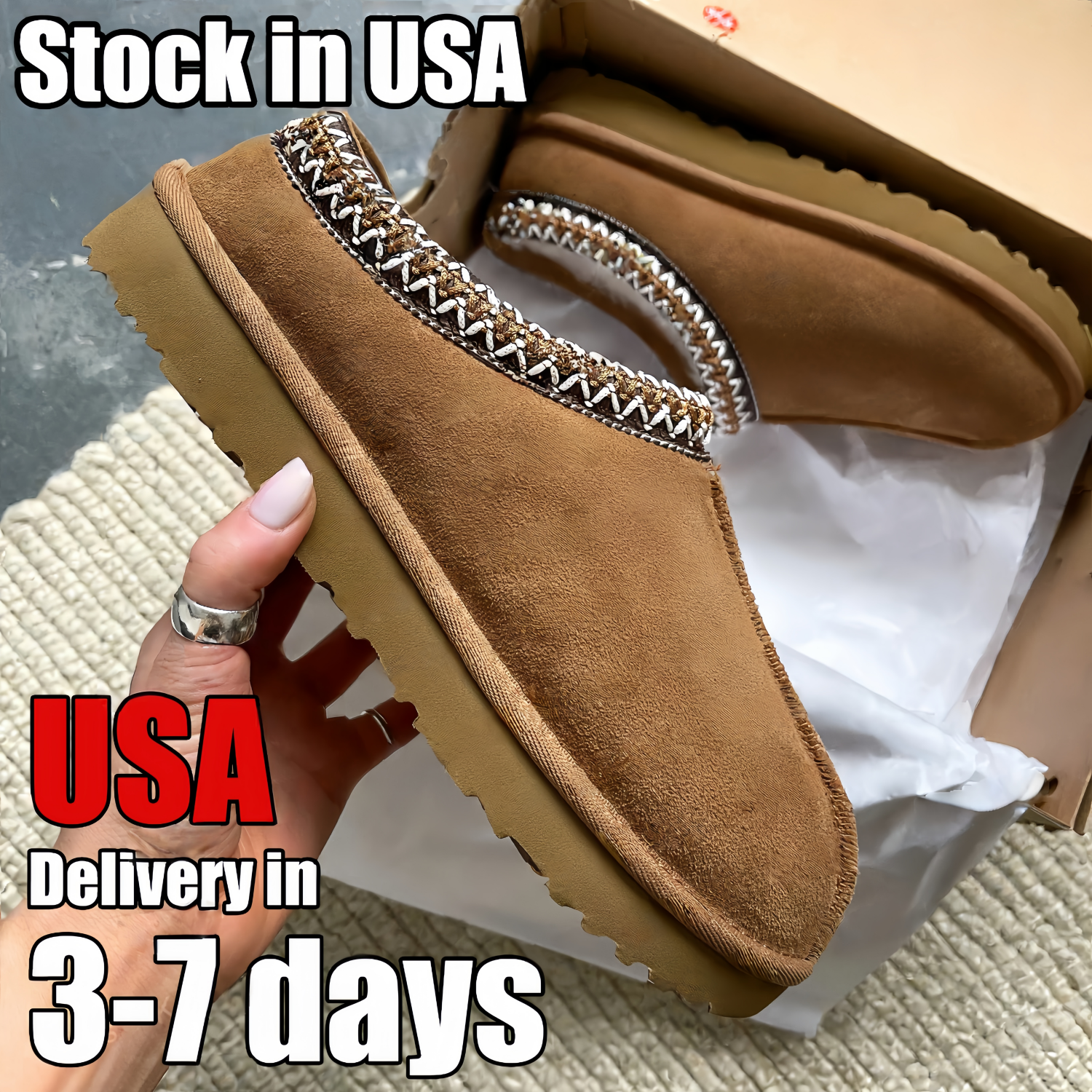 Tasman Slippers Tazz mustard seed Chestnut Sand Fur Slides Sheepskin Classic Ultra Mini Platform Boot Winter Women Men Slip-on Shoes Suede Upper Wool Fall