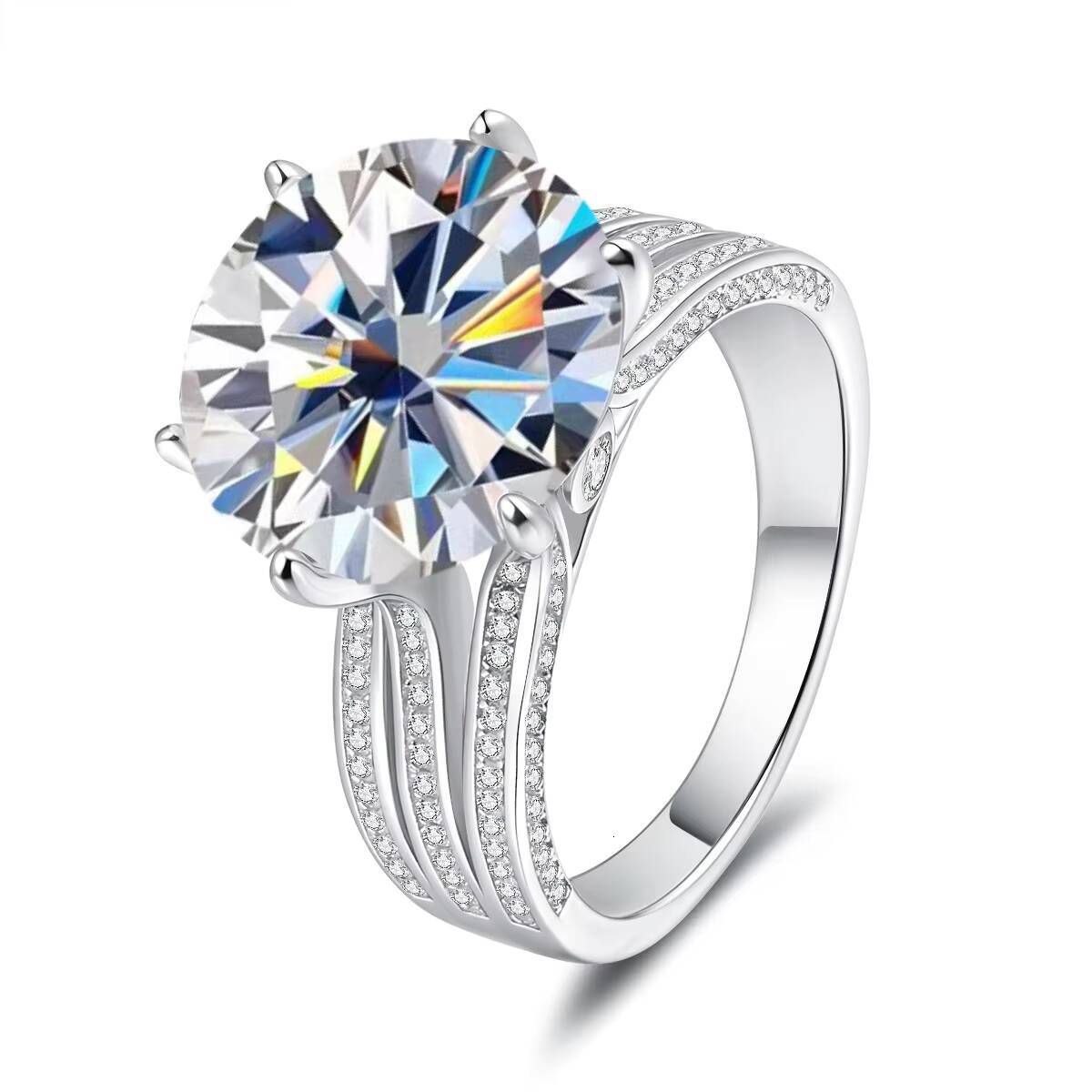 Personalized memorial jewelry s925 sterling silver big diamond VVS GRA 10ct Moissanite custom unique engagement ring for R432