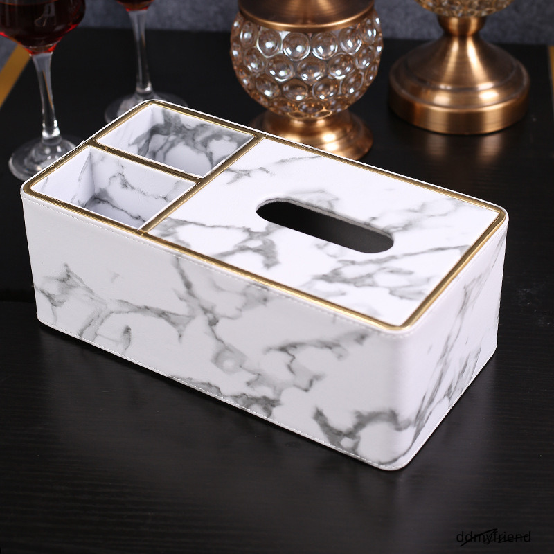 Style Orange Leather Multi-Function Desktop Tissue Storage Box