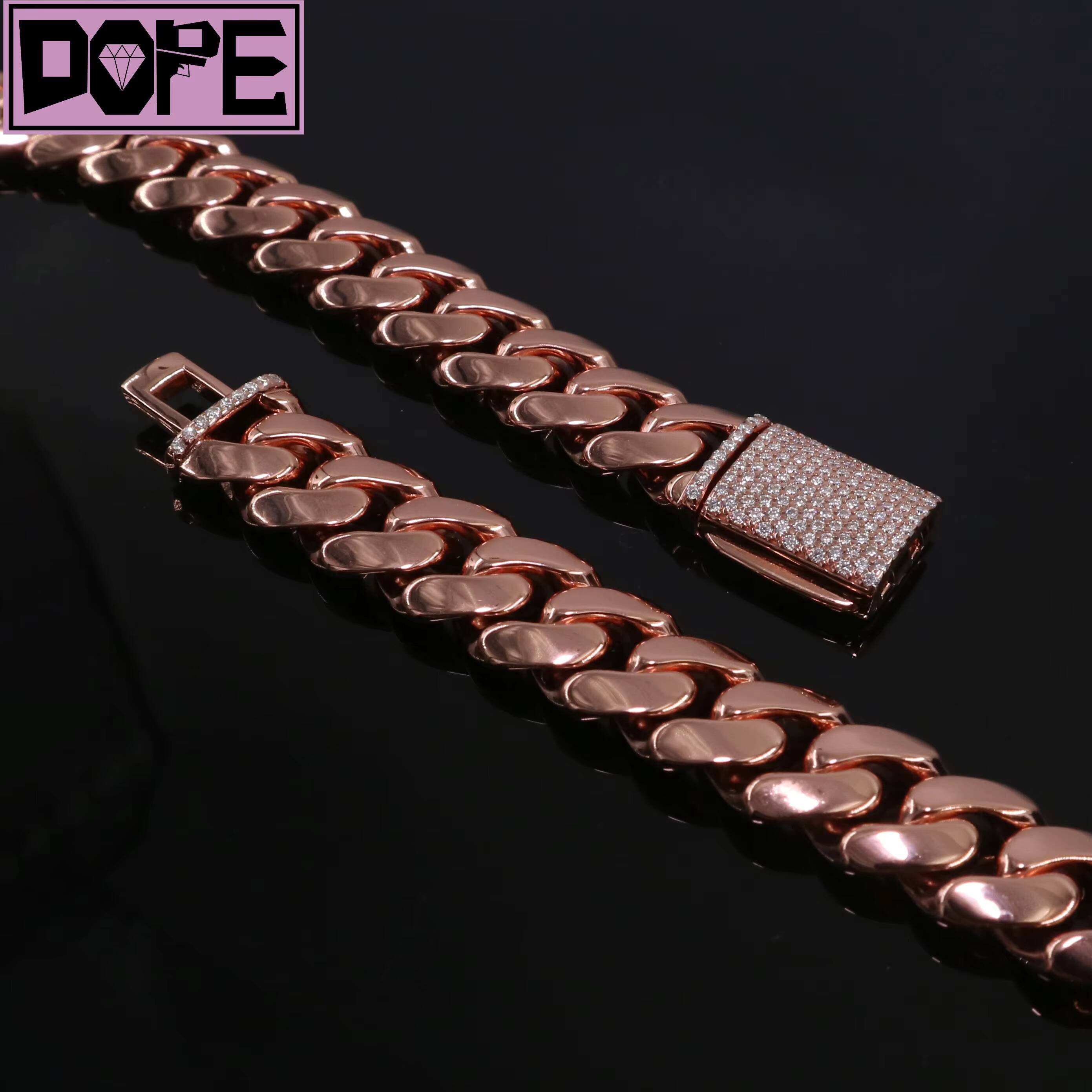 Hip Hop Chain 925 Sterling Silver Miami Cuban Link Chain 20mm Customized Trend Iced Out Lock Cuban Link Chain