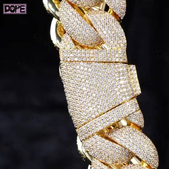 Heavy 22mm Miami Cuban Link Chain 925 Silver Luxury Fine Jewelry VVS Iced Out Moissanite Cuban Chain