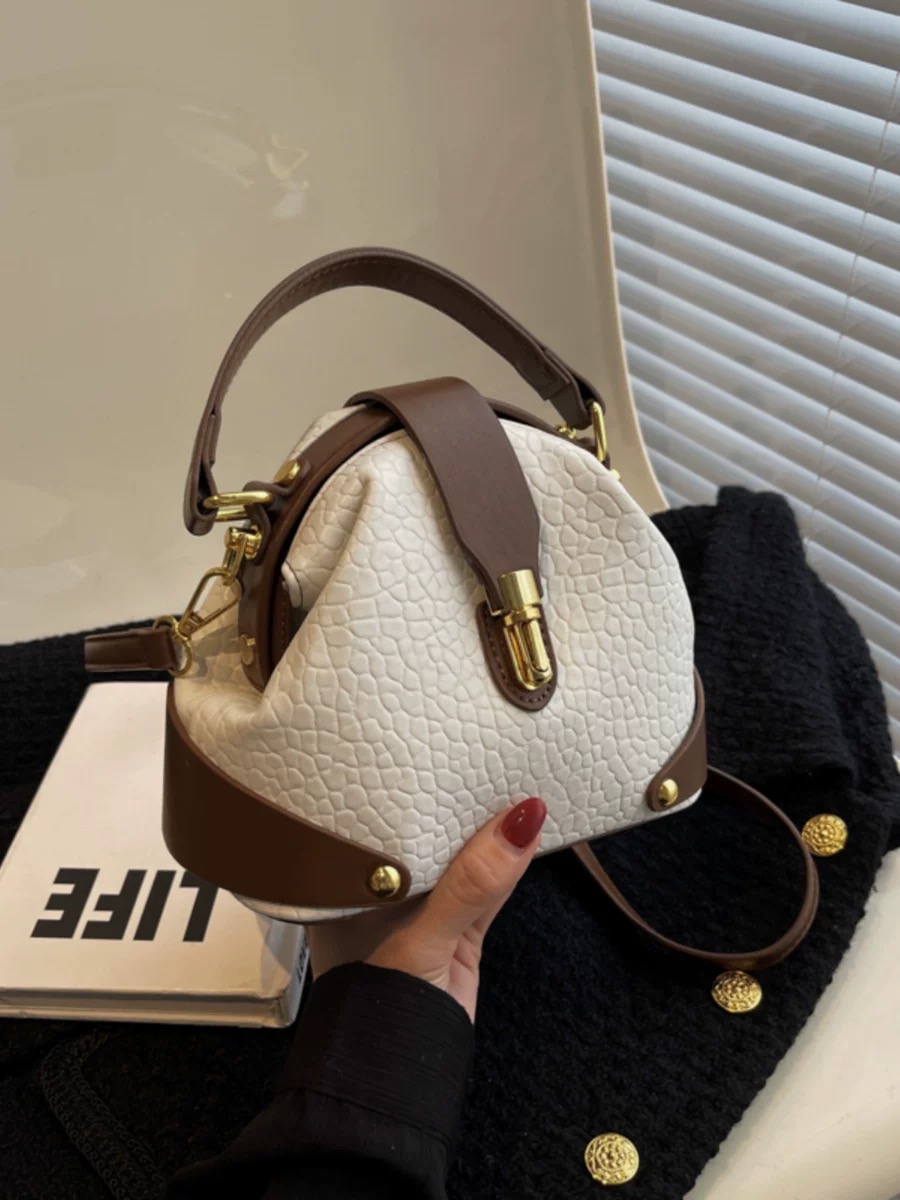 French niche bag for women, new autumn and winter versatile commuting cross-body bag, high-end sense of color collision hand bucket bag.