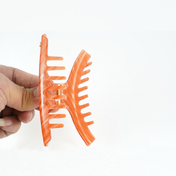Premium oversized curved clip with feminine temperament, versatile acrylic hair clip, hair style shark clip Chase the Orange Era, Fashionable Orange H