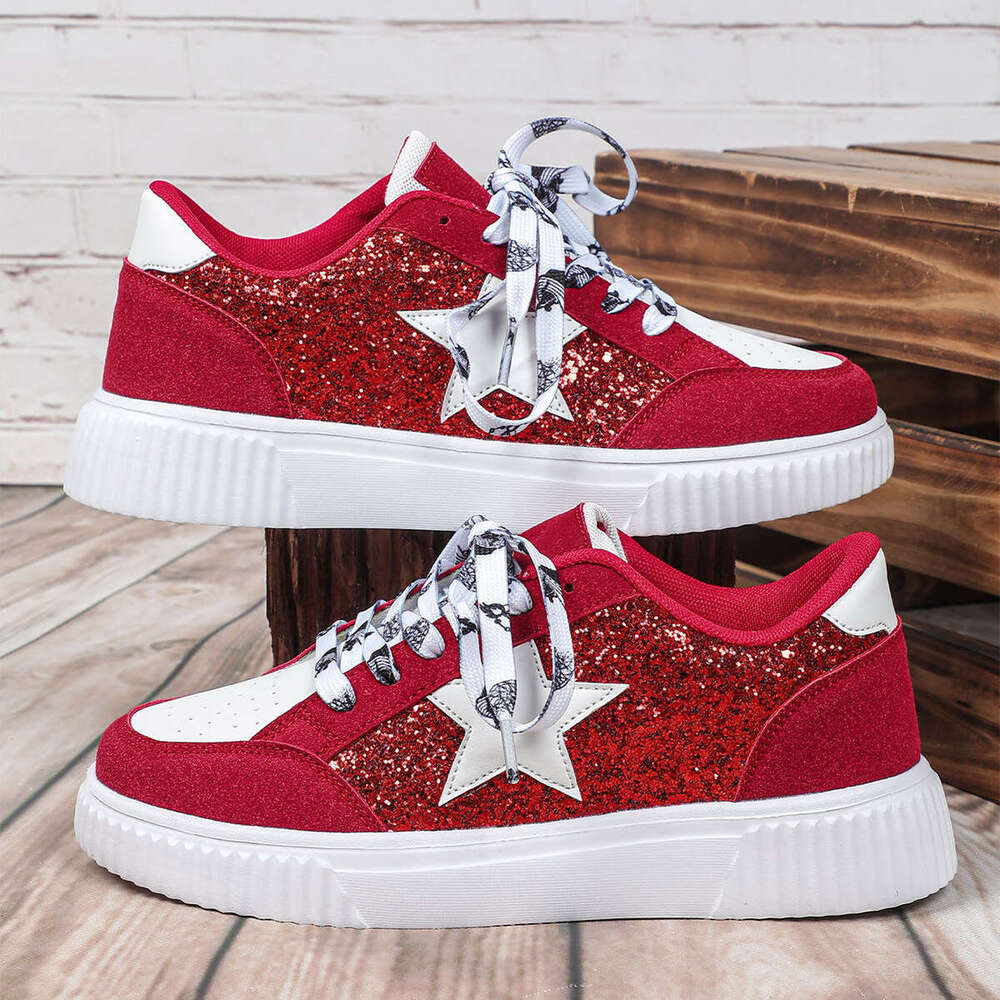 Fashion Sequin Designer Skateboard Shoes With Soft Soles Comfortable For All Seasons Outdoor Trendy Shoes For Couples Lace Up Casual Sports Shoes Scho