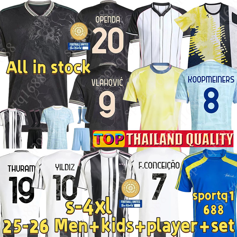 25 26 soccer jersey THURAM F.CONCEICAO JUVE 3rd kit 25 26 Football Shirt Men Kids kit Vlahovic DOUGLAS LUIZ N.GONZALEZ football Player Home Away Yildiz Gatti Kalulu