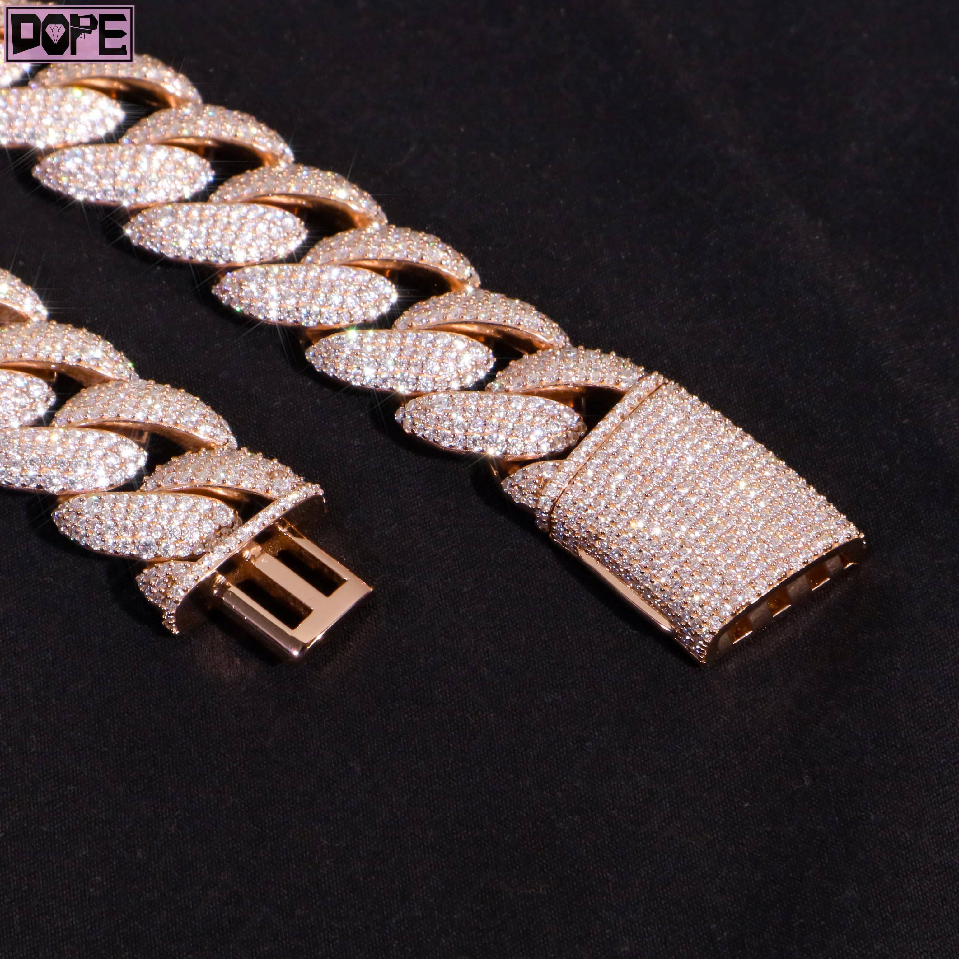 Bling Hip Hop Cuban Link Chain 16mm 18mm 20mm Thick Miami VVS 925 Silver VVS Moissanite Cuban Chain