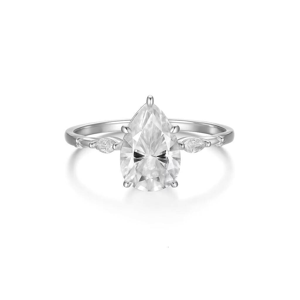 Wholesale 18K Gold Plated Anti Tarnish Jewelry Fashion Flower Petals Designer 925 Silver 2CT Pear Cut VVS1 GRA Moissanite Rings