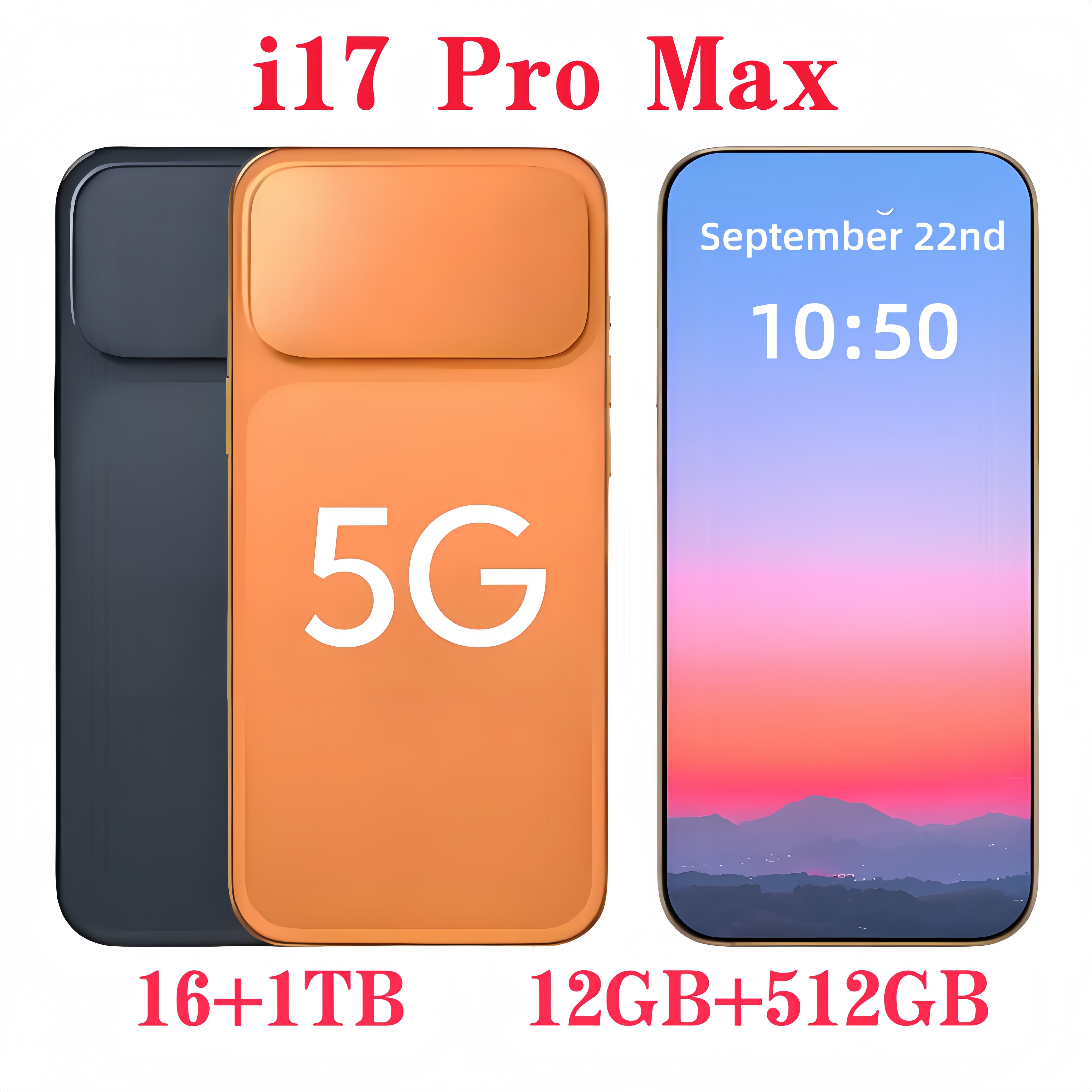 i15/ i16/i17 Pro Max 16+1tb mobile phone cell phone Free logistics USPS 5G smartphone 512GB WCDMA full screen HD+Android operating system USB-C 3.0 20MP camera