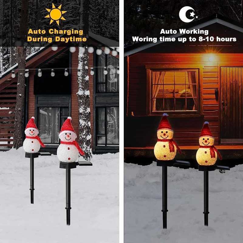 LED Snowman Solar Garden Light Outdoor Ground Stake Light Solar Powered Xmas Pathway Lights For Christmas Lawn Yard Decoration C250922