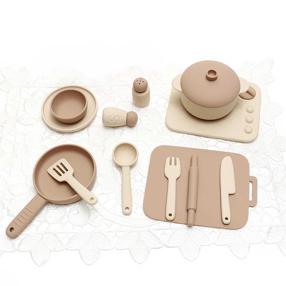 13 pcs set silicone cooking play Set Toy Pretend Play kitchen tool Play Game Early Educational Toys for Toddlers Kids Gifts C250922