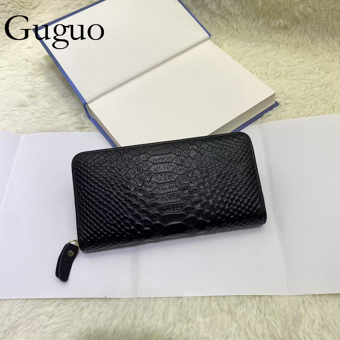 Guguo Designer Bag Women's Long Genuine Leather Wallet Fashion Flip Embossed Cowhide Multi-card Slot Soft Leather 80% Luxury Bag Off Zipper New S