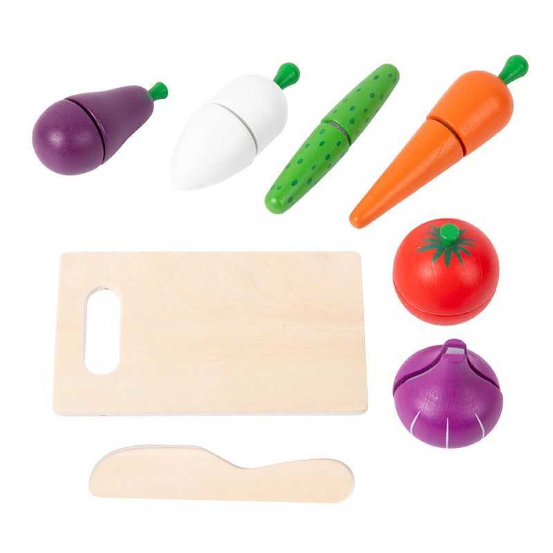 Simulation Kitchen Pretend Toy Wooden Classic Game Montessori Educational Toy For Children Kids Gift Cutting Fruit Vegetable Set C2509221