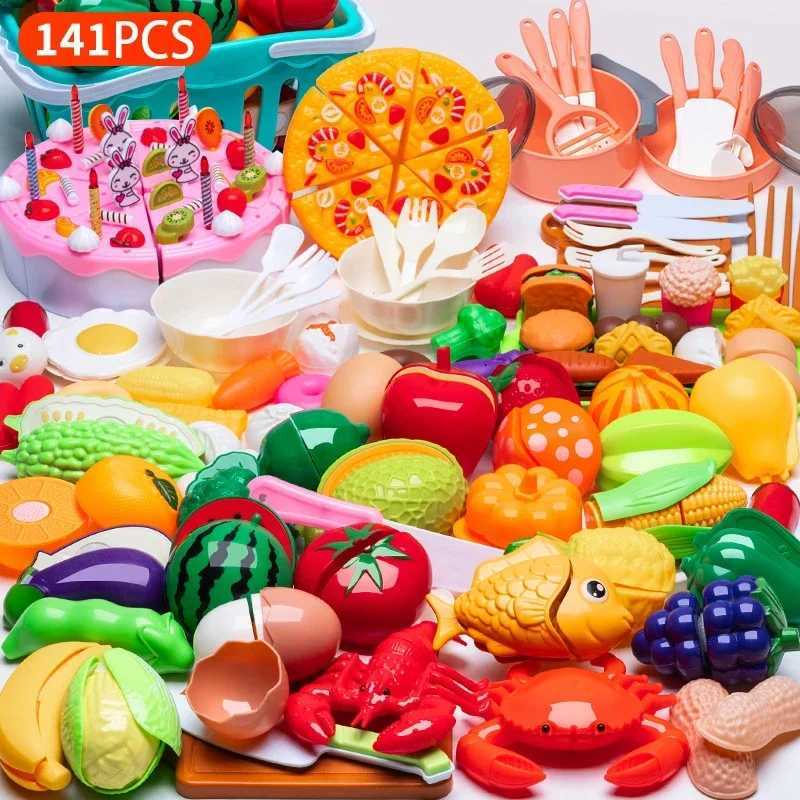 Cutting Play Food Toy for Kids Kitchen Toys Pretend Play Fruit Vegetable Pizza Cake Accessories Early Educational for Girls Toy C250922