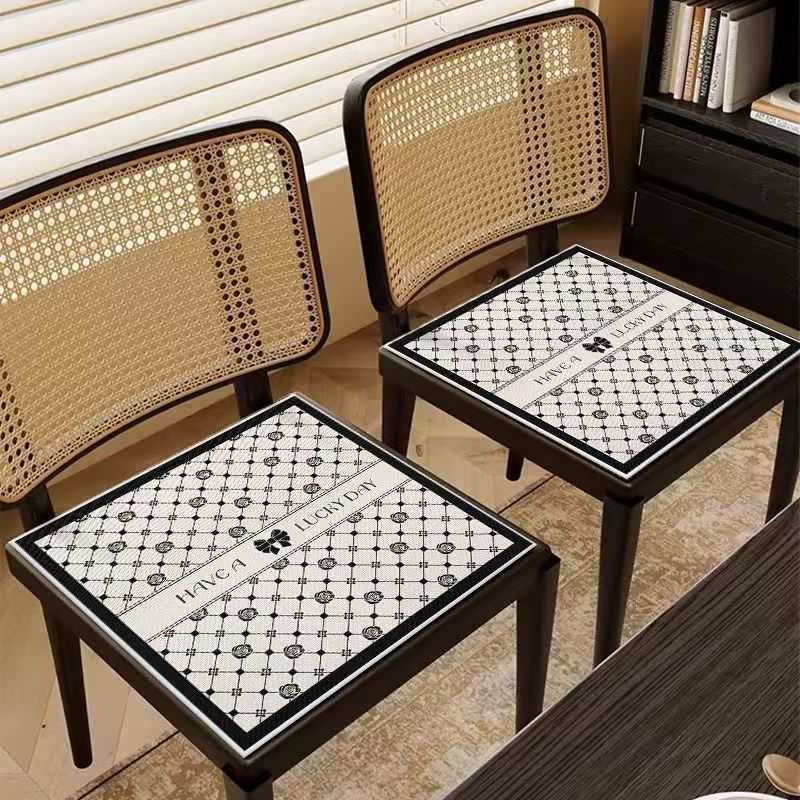 Summer Ice Silk Seat Cushion Office Long Sitting Cool Breathable Chair Cushion French Style Home Dining Chair Stool Cushion C250922