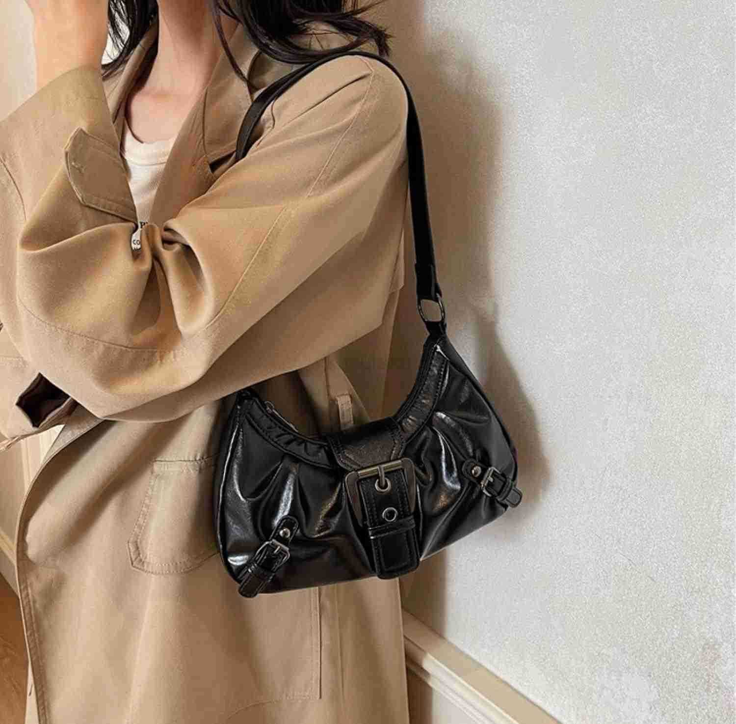 Y2k Purses for Women Small Hobo Shoulder Bags Top Handle Handbag Goth Punk Clutch Purse Trendy Underarm Bag Black Z250922