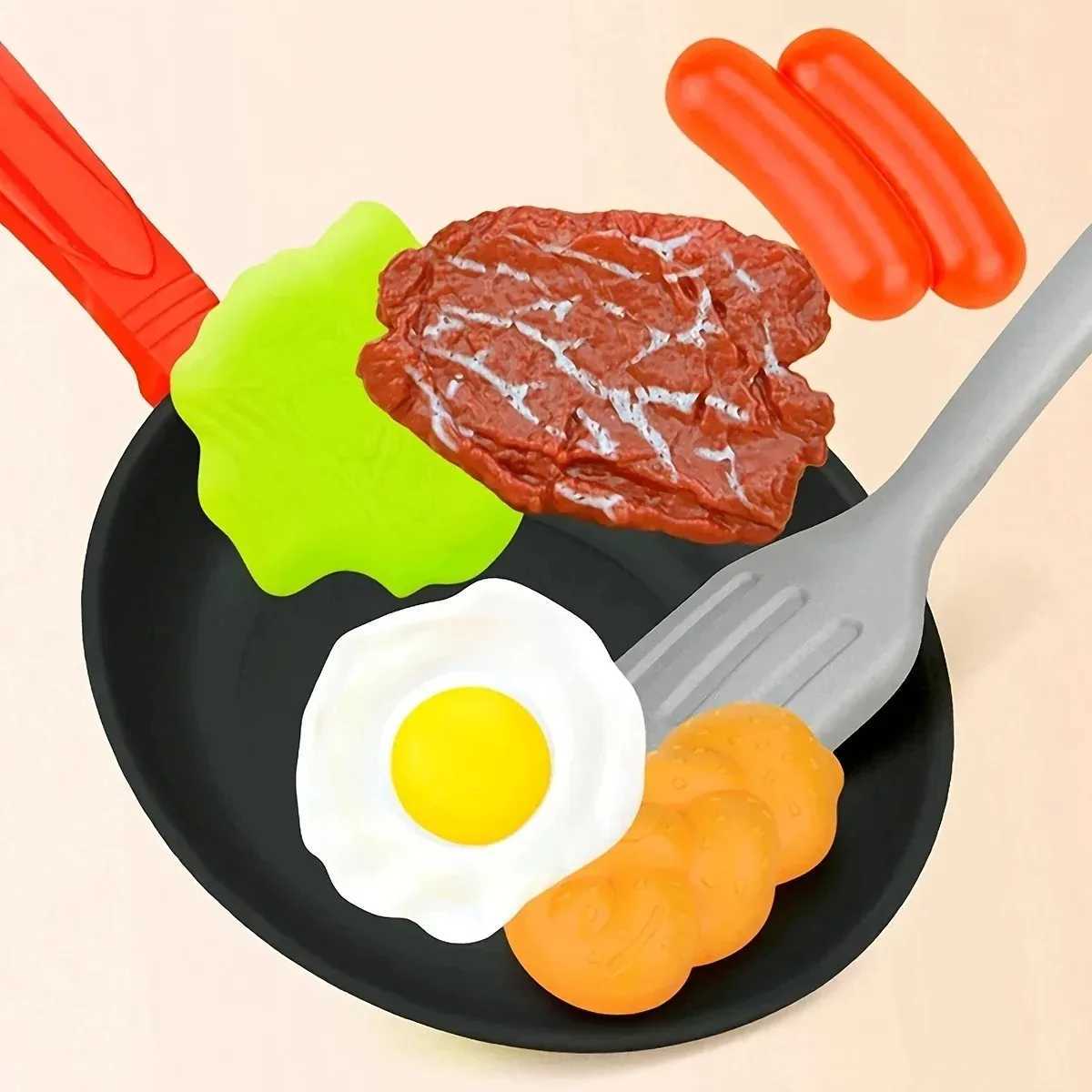 8PCS Kids Kitchen Play Food Set Pretend Cookware with Steak Vegetables Bread Hot Dog for Toddler Cooking Games C250922