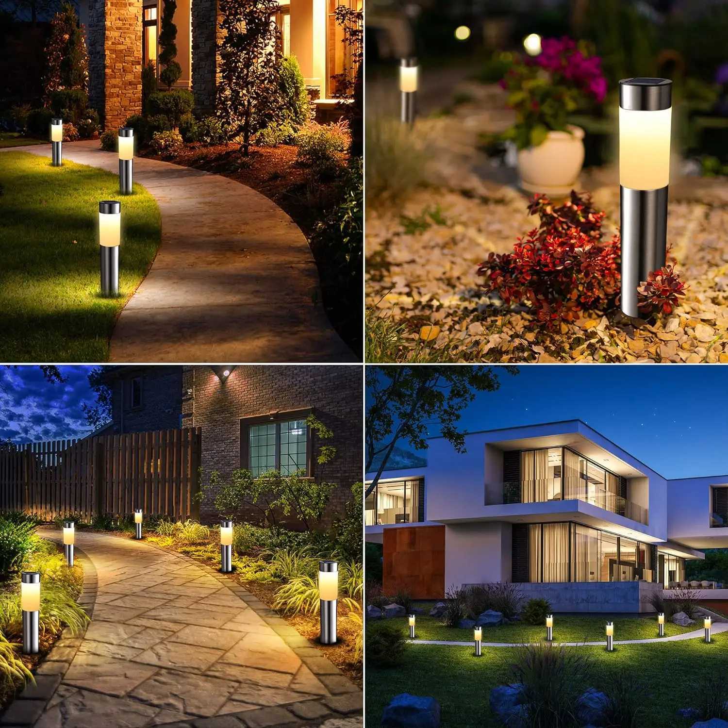 12468 Pack Solar Garden Pathway Lights Outdoor Waterproof LED Lighting Ground Plug Bollard Light for Patio Garden Lawn Yard C250922