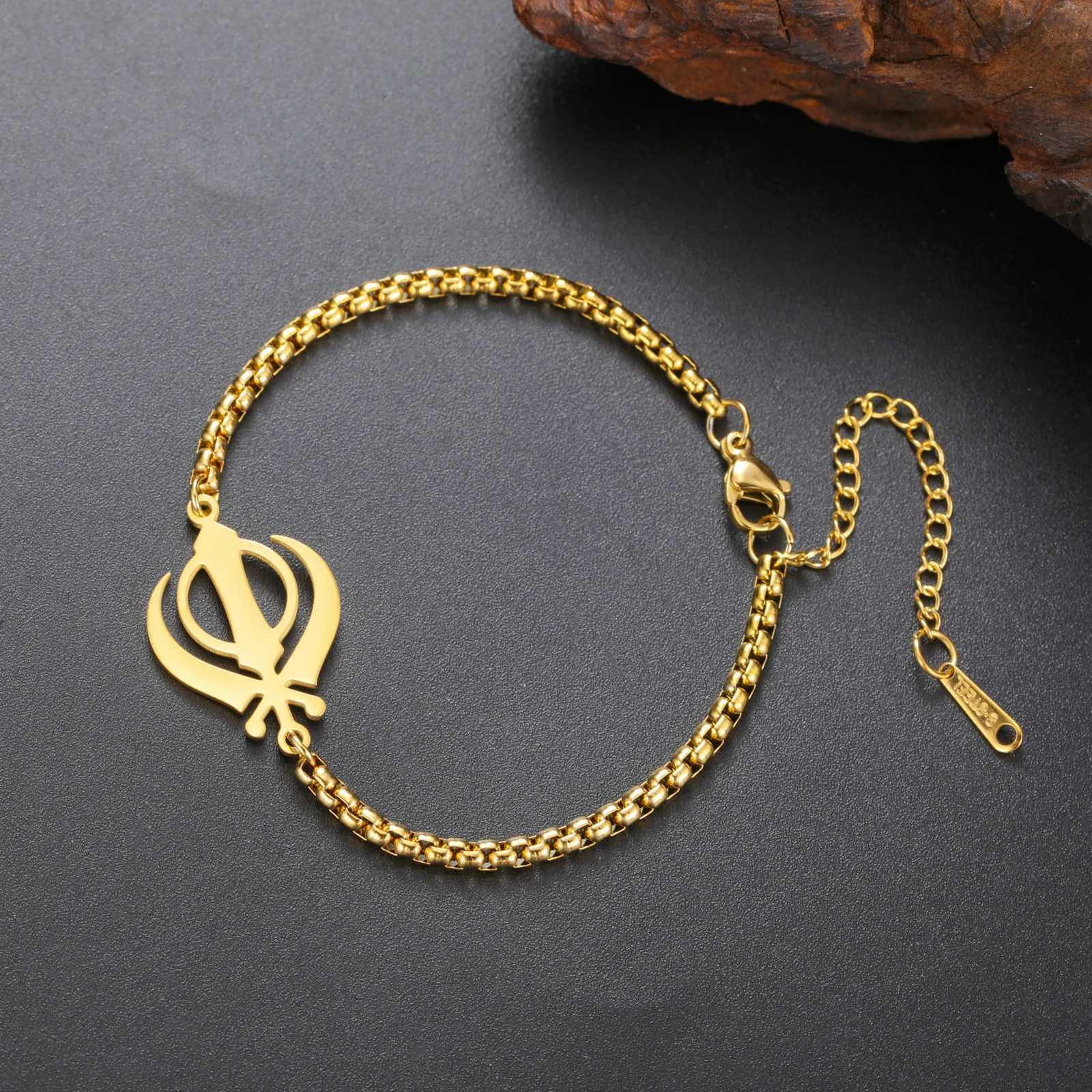 Handed Sikh religious symbols mens and wens bracelets stainless steel India Pakistan protective amets spiritual jewelry X250922 - view 5