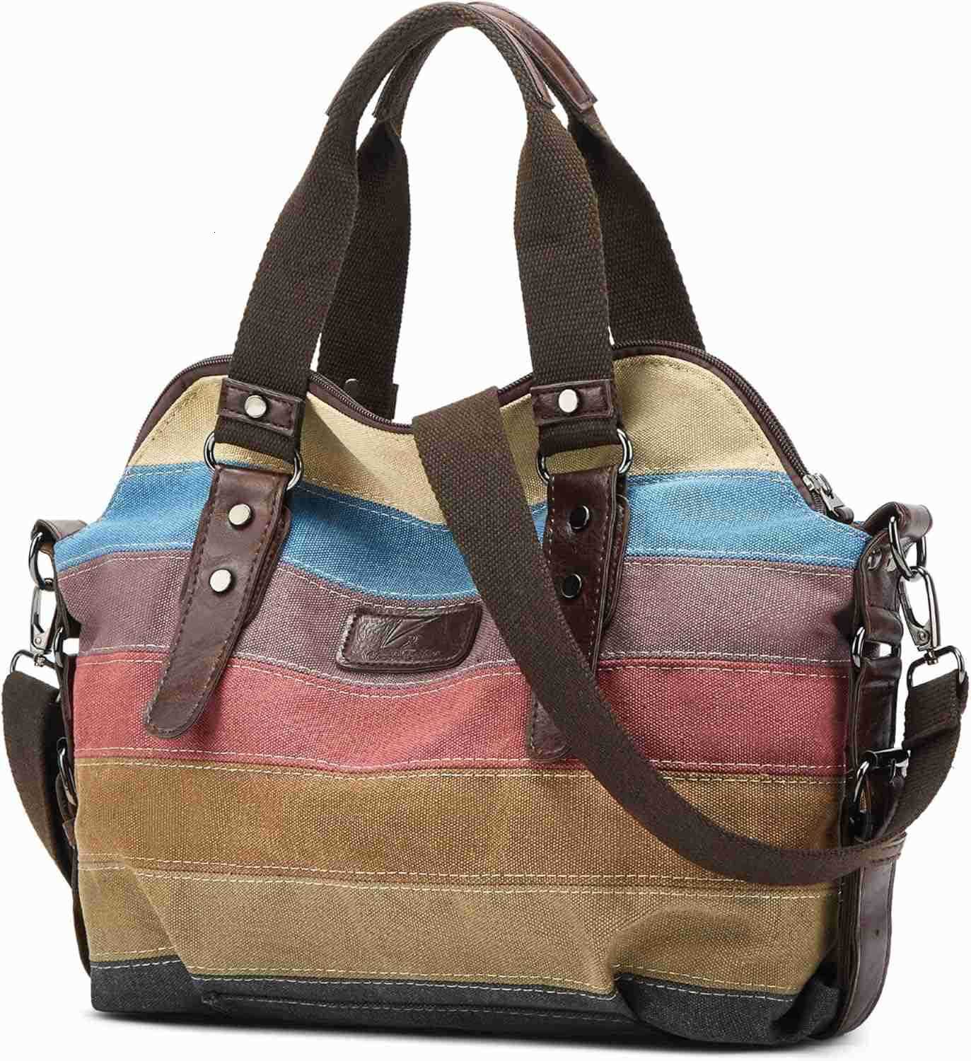 Women Casual Tote Bag Purses and Handbags MultiColor Striped Crossbody Bags Ladies Top Handle SaTChel Z250922