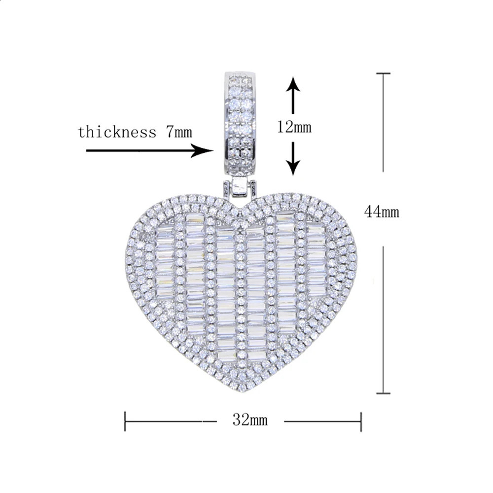 Iced Out Heart Pendant Necklace Bling Full Paved Cubic Zirconia Heart Charm Link Chain Choker For Women Hip Hop Jewelry 250920