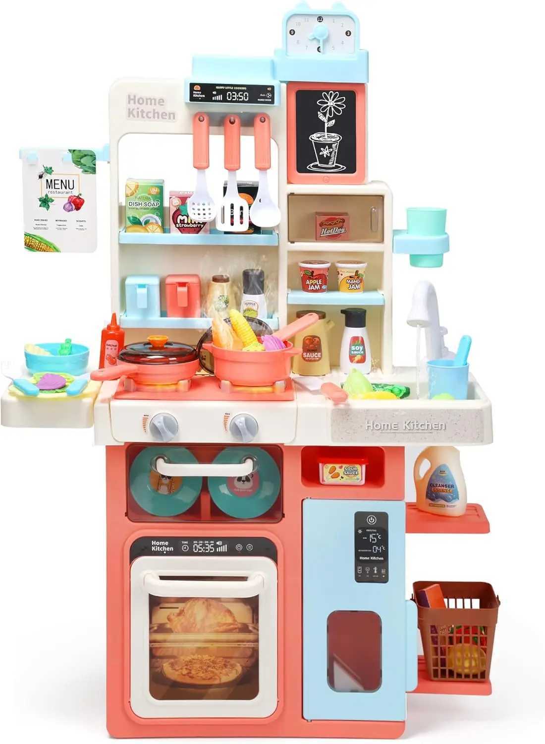 Kids Kitchen Playset Kitchen Set for Toddler with Sound and Light Cooking Stove with Steam Play Sink and Toy Kitchen Accessor C250922