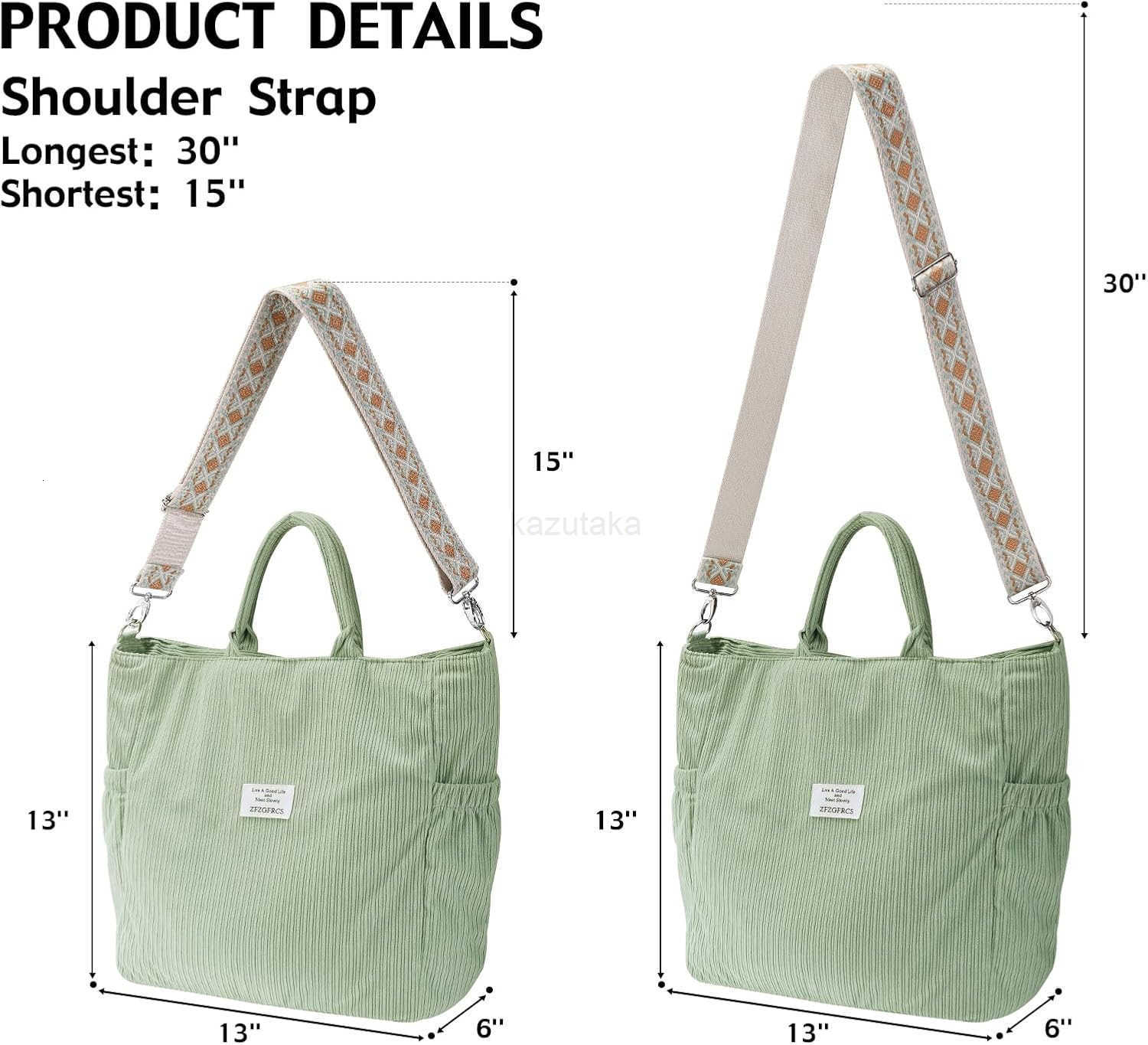 Corduroy Tote Bag for Women Large Tote Bag with Zipper Casual Shoulder Handbags Work Shopping Bag Z250922