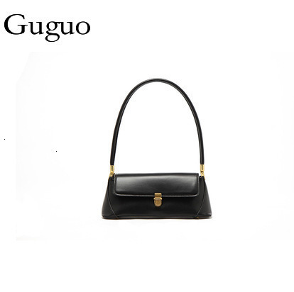 Guguo Designer Bag Niche Design High-end Retro Korean INS 2025 Spring New Underarm Baguette Bag For Women Luxury Bag Versatile Shoulder Bag