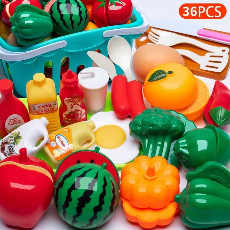 Cutting Play Food Toy for Kids Kitchen Toys Pretend Play Fruit Vegetable Pizza Cake Accessories Early Educational for Girls Toy C2509221