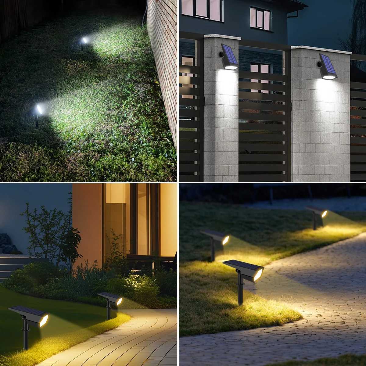 Solar Rechargeable LED Lawn Light Dusk to Dawn Light Sensor Outdoor Garden Path Spotlight For Backyard Yard Landscape Decoraiton C250922