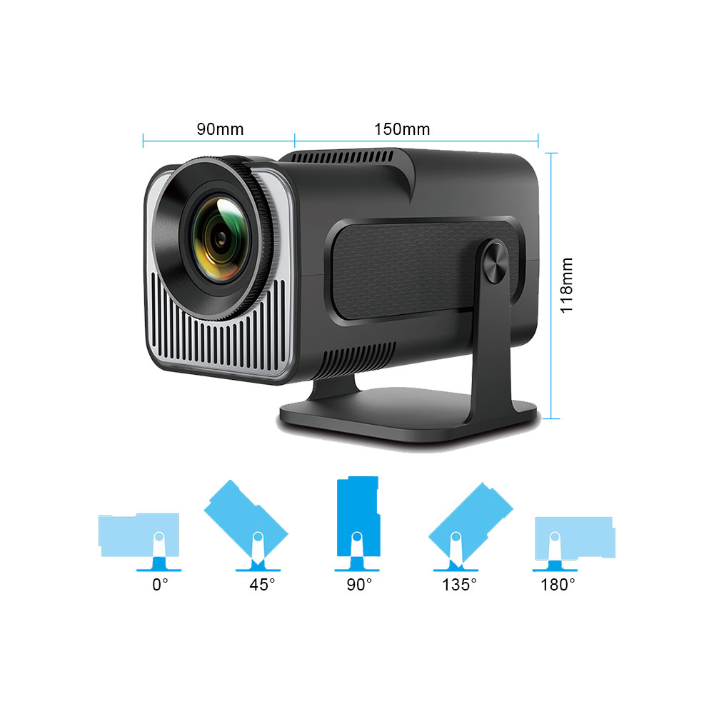 2025 Portable Projector 200 ANSI 1280*720P BT 5.0 Android 11.0 With 2.4/5G WiFi6 8GB Round Design Movie Projector 30"- 150" Screen, 180° Fli