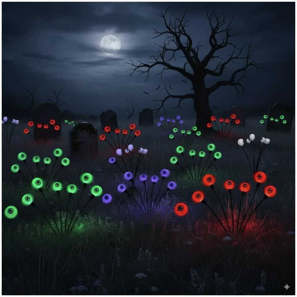 Halloween Solar Scary Eyeball Led Light Lights For Waterproof Outdoor Swaying Garden Decorations Lawn Decoration Firefly Outside C250922