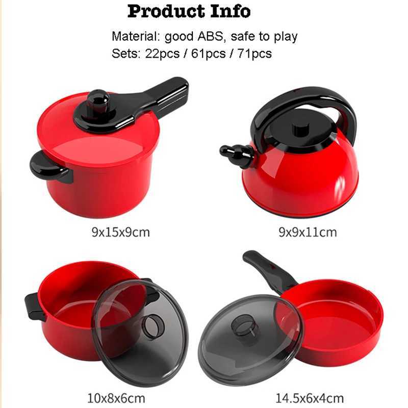 Red Kitchen Toys Pretend Play Simulation Food Cooking Kids Toys Girls Boys Educational Play House Interactive Toys for Children C250922