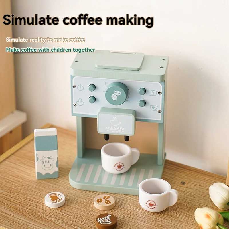 Kids Kitchen Toy Set Wooden Coffee Maker Set Simulation Cookie Pretend Play Educational Toys Gifts for Girls Boys C250922