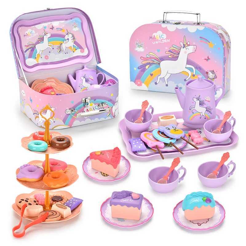 44pcsSet Tea Party Set Fake Plastic Teapot Set Role Play Toys Princess Afternoon Tea Time Play Kitchen Toys with Dessert Bi C250922