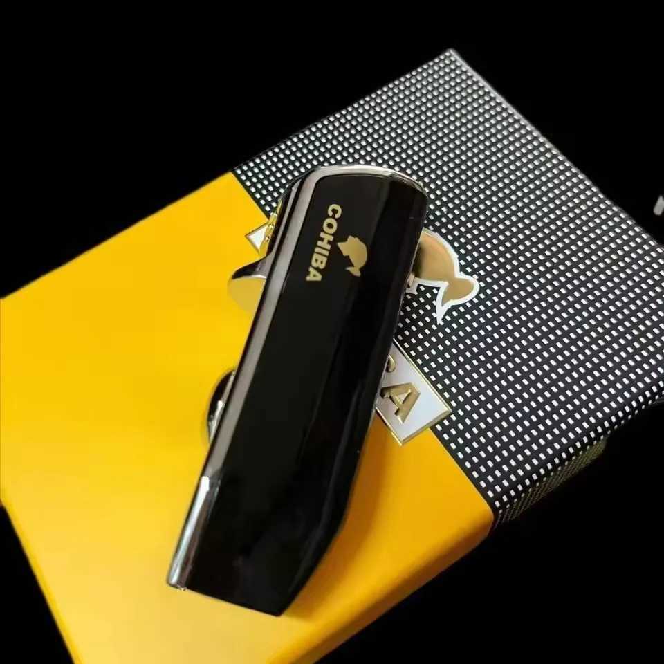 Original Cigar Lighter Metal Outdoor Windproof 3 Jet Blue Flame Turbo Torch Lighter with Cigar Drill Mens Gift F250922