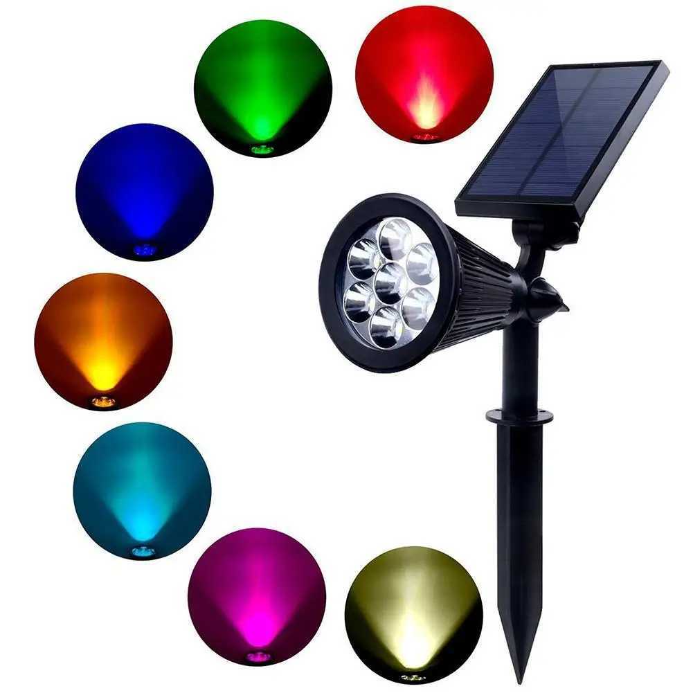 7LED Solar Lawn Lamp Outdoor RGB Solar Spotlight Garden Landscape Light for Wall Path Tree Lawn Halloween Christmas Decoration C250922