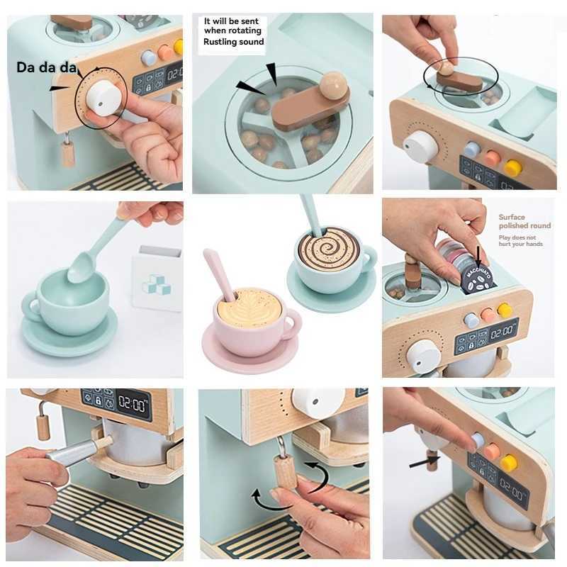 Kids Toy Set Wooden Coffee Maker Set Simulation Cookie Pretend Play Educational Toys Gifts for Girls Boys C250922