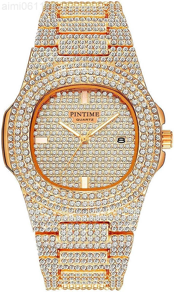Mens Diamond Watches Luxury Unisex Silver Gold IcedOut Bling CZ Crystal Fashion Quartz Womens Watch Z250922