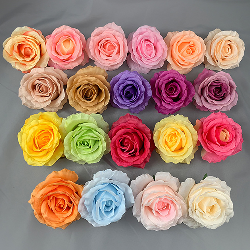 Diameter 10cm Artificial Silk Rose Flower Heads Fake Flowers Wholesale for DIY Wedding Bouquet Table Centerpieces Halloween Party Decor Corsage Materials