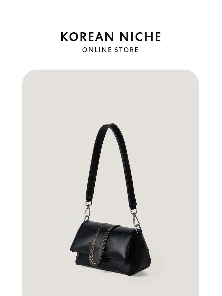 2025 New Women's Korean Niche Design Denim Flip-Top Shoulder Underarm Commuting Versatile Hand-Held Small Square Bag