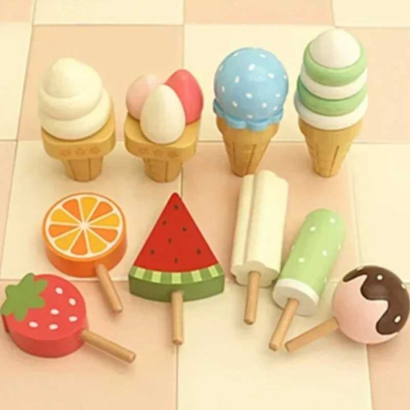 Wooden Mother Garden StrAWberry Three Layer Cake Ice Stand Blocks Pretend Play House Kitchen Toy Cooking Gift C250922