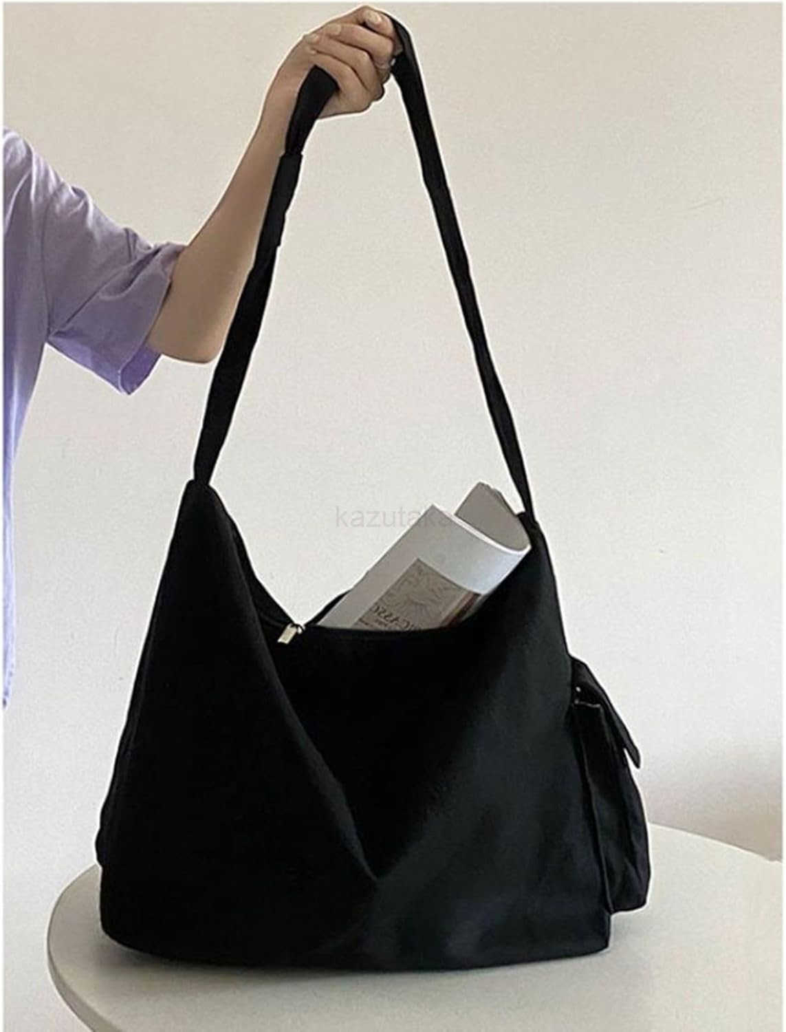 Canvas Crossbody Tote Bag for Women and Men Hobo Shoulder Bags Purse Black Beige Multipocket Casual Messenger Bag for Work Z250922