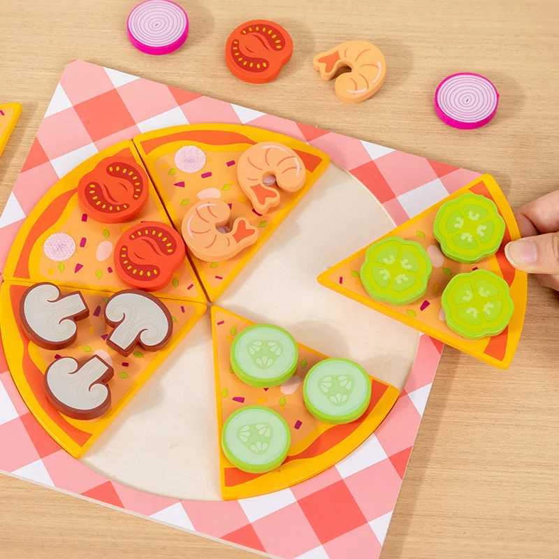 Kids Pizza Cookie Set Cutting Toy Simulation Wooden Pizza Dinette Child Toy Kitchen Pretend Play Food Cooking Kitchen Funny Toys C250922