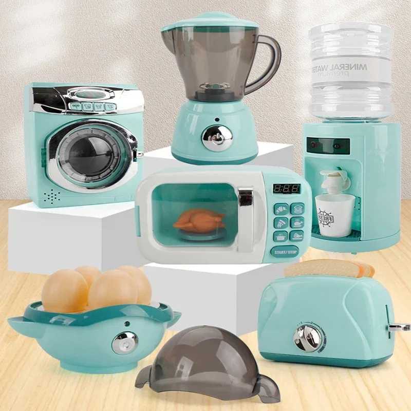 Pretend Kitchen Toys Play Kitchen Accessories Set for Kids Coffee Maker Mixer Toaster with Realistic Lights Sounds C250922