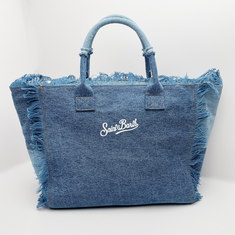 SAINT BARTH New Crossbody Thousand Bird Grid Small Size Women's Bag, Cotton And Linen Handmade Tassel Handbag, Tote Bag