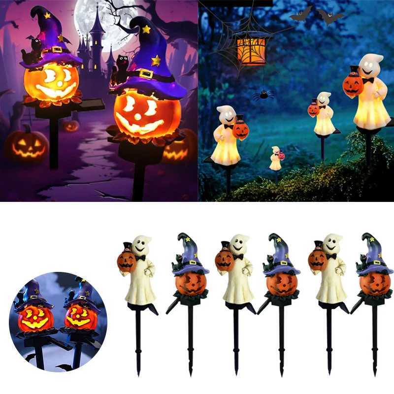Solar Halloween Pumpkin Pathway Lights Waterproof Outdoor Decorative Stake Lights for Yard Lawn Garden Outside Decoration C250922