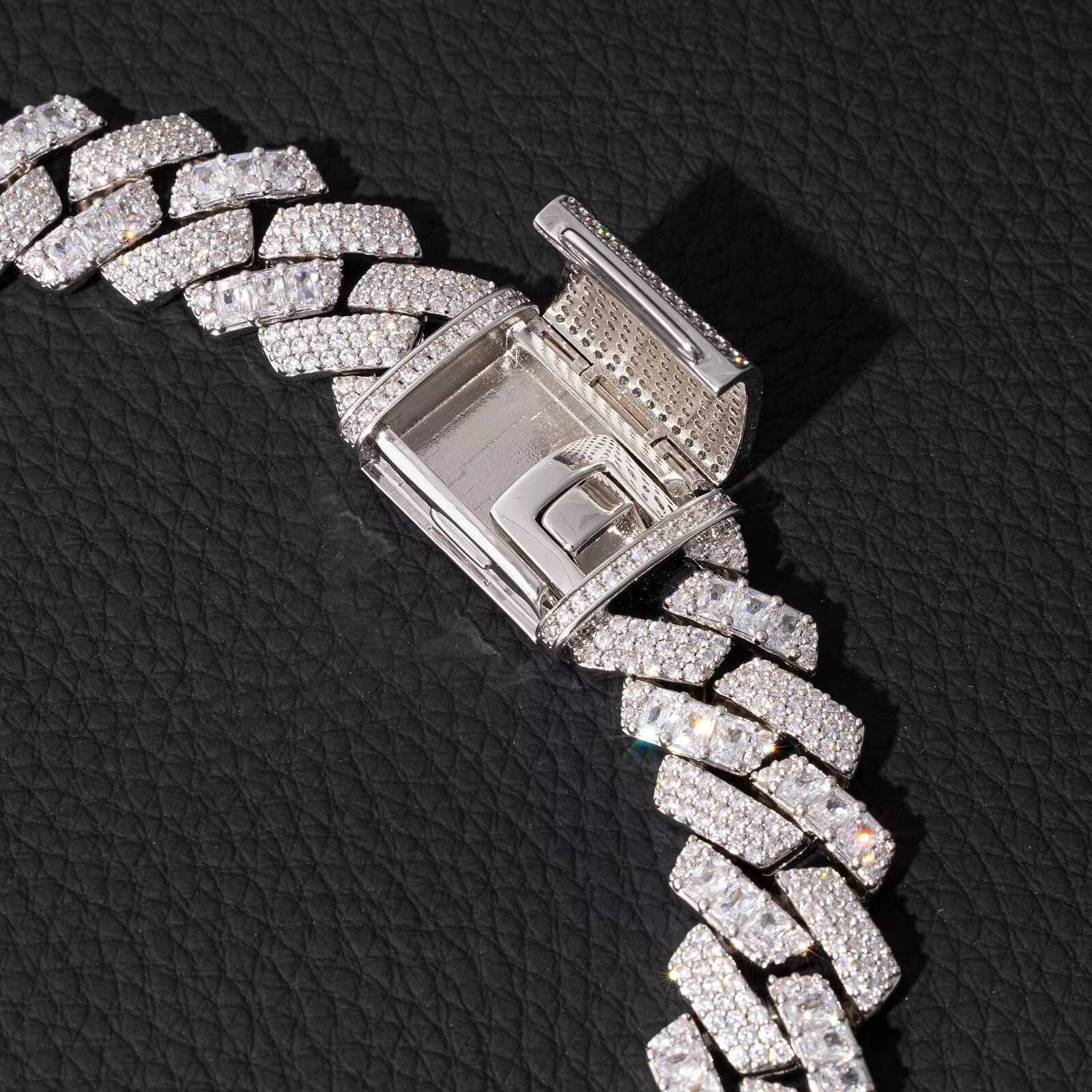 Top Icy 18mm Mix Style Cuban Link Chain Box Clasp Luxury Man Hip Hop Necklace Bling Square Mix Round Diamond Cuban Necklace