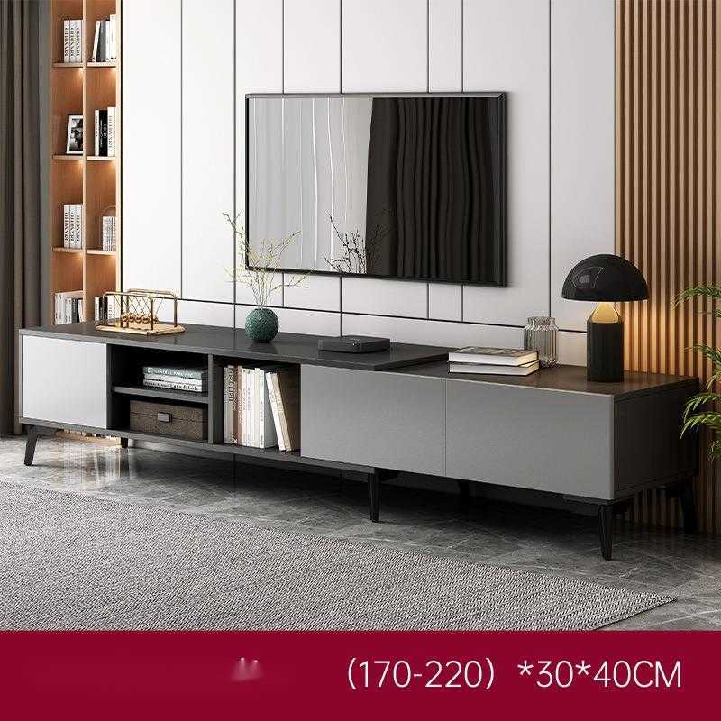 Modern and simple TV cabinet for modern minimalist living room, suitable for home use in small-sized spaces. A floor-standing side cabinet and organiz