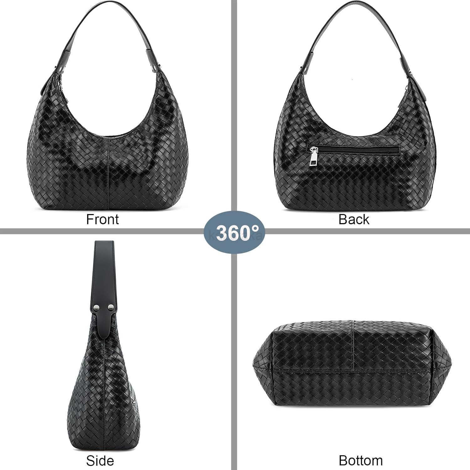 Crescent Shoulder Bags for Women Vegan Leather Hobo Handbag Slouchy Tote Purses Z250922