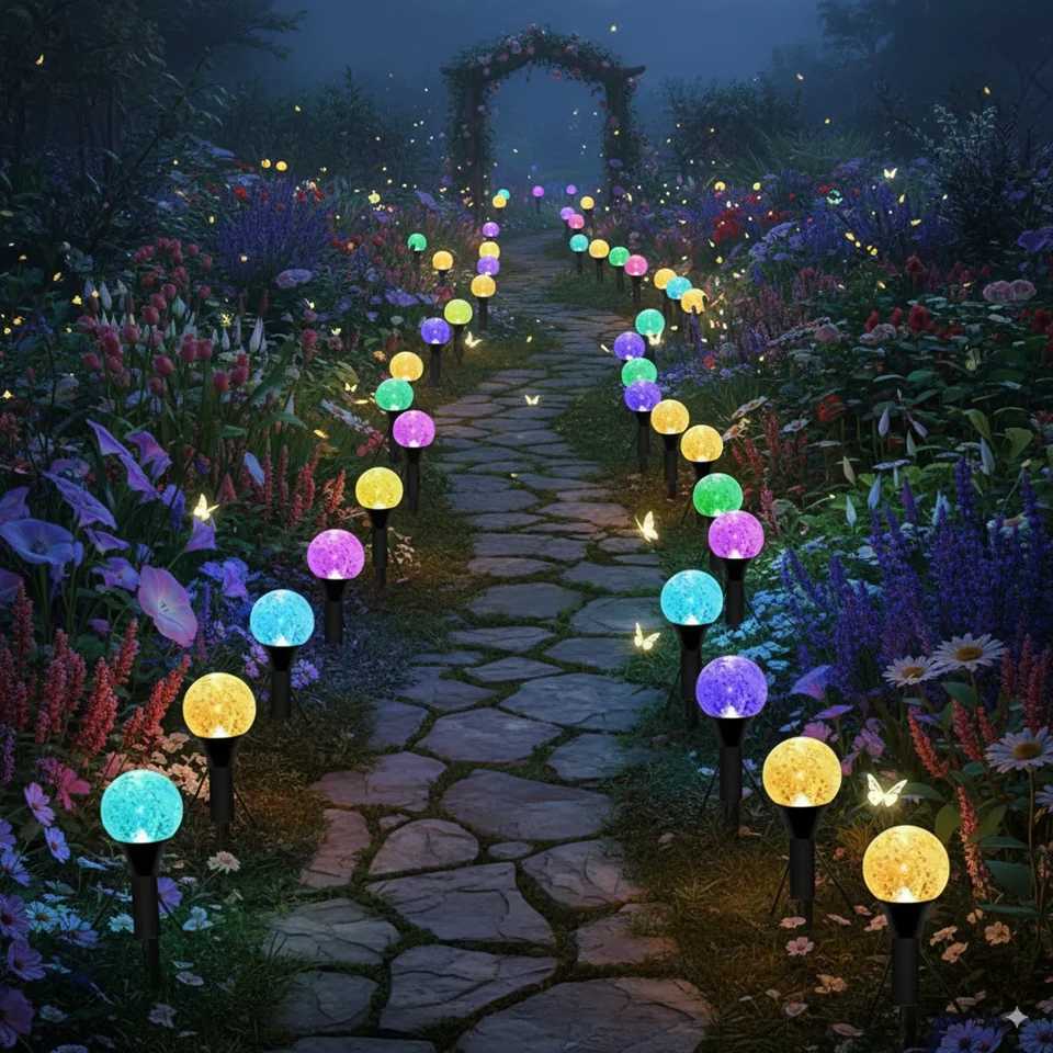 Solar Led Bubble Ball Lawn Lights Outdoor Landscape Colored Yard Lamp Decoration For Patio Powered Pathway Driveway Lamps Garden C250922